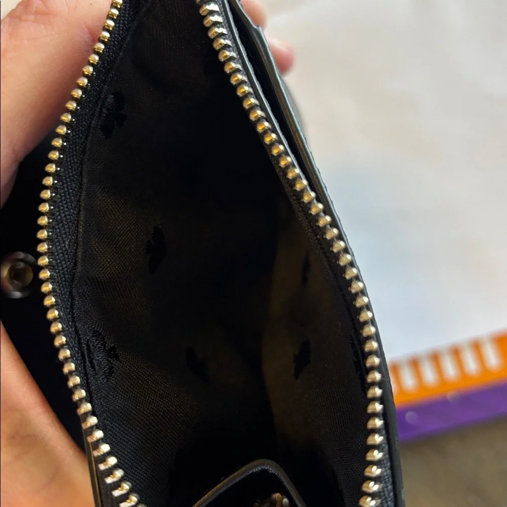 Kate Spade New York black and silver staci saffiano leather wallet purse